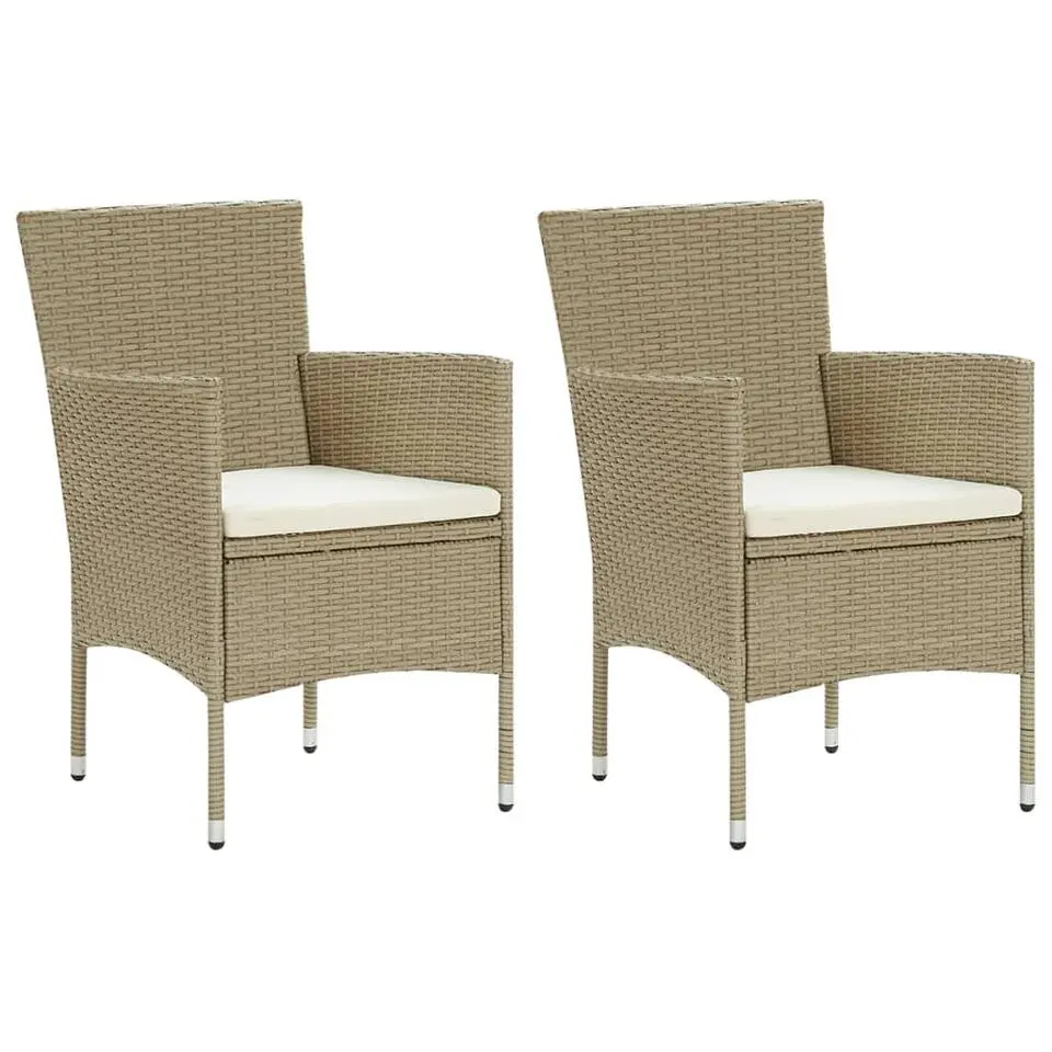 vidaXL - Buitenstoel - Beige - Poly rattan - 2 stuks