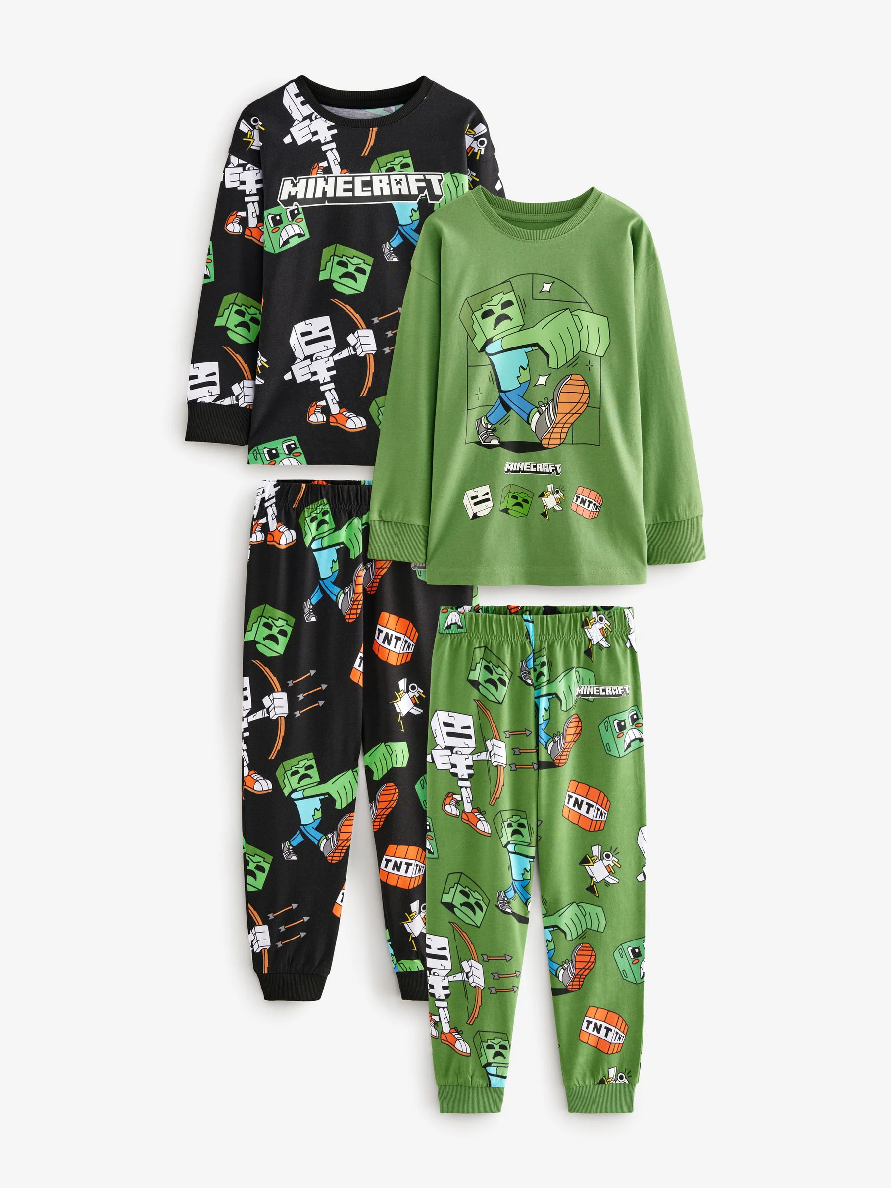 Zwart/groen Minecraft - Set van 2 pyjama's (5-16 jr)