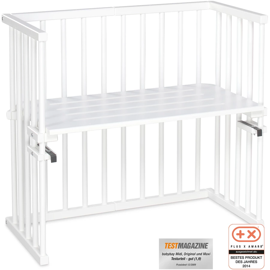 babybay Midi Beistellbett weiß mit Matratze Classic Cotton Soft