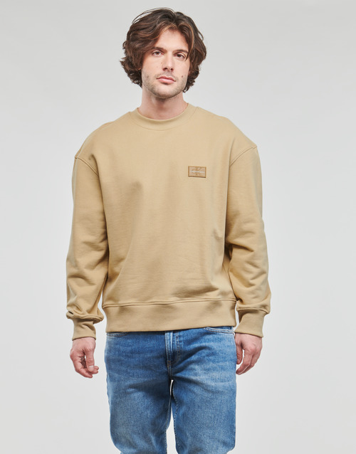 Calvin Klein Jeans - SHRUNKEN BADGE CREW NECK - Beige
