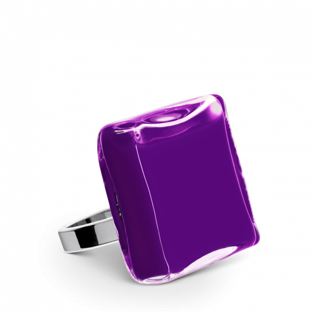 Bague en verre soufflé - Carré Medium Milk