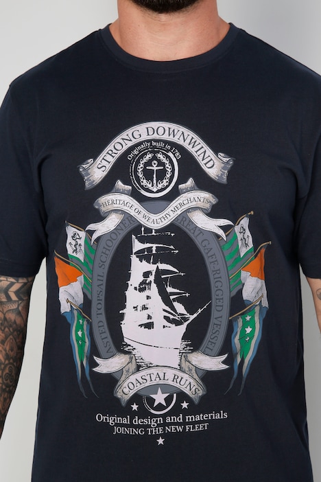 Boston Park T-Shirt, Halbarm, Segel-Print, Rundhals, bis 72/74