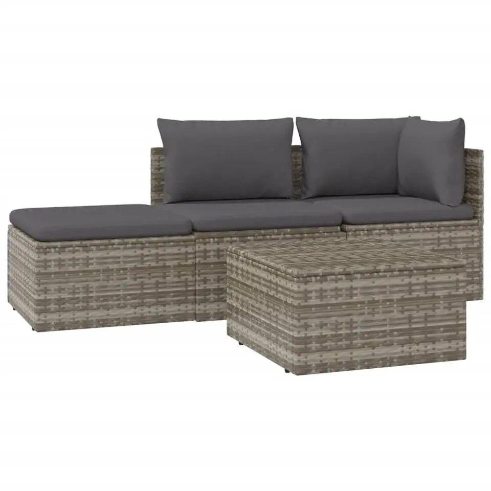 vidaXL - Loungeset - Grijs - Poly rattan