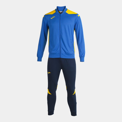 Conjunto de treino Joma Championship VI Royal, azul marinho e amarelo.