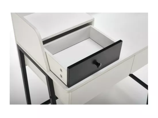 Coiffeuse design noire et blanche avec miroir et 3 tiroirs Morning