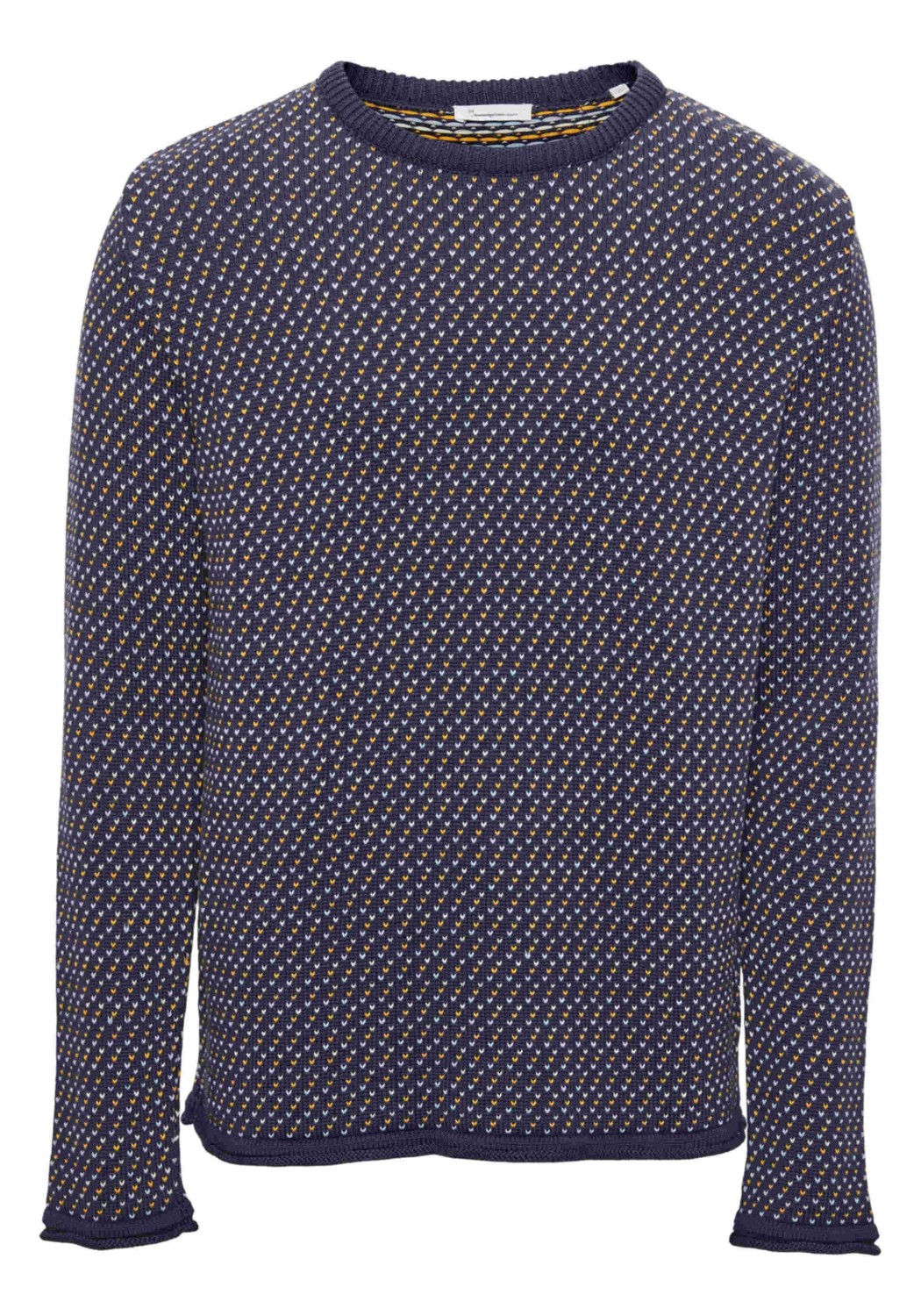 Knowledge Cotton Apparel Strickpullover Valley Jacquard Crew Neck Total Eclipse