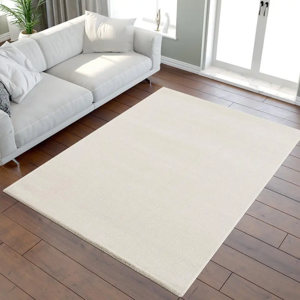 Uni Effen Laagpolig Vloerkleed Modern Creme - 200x290 CM