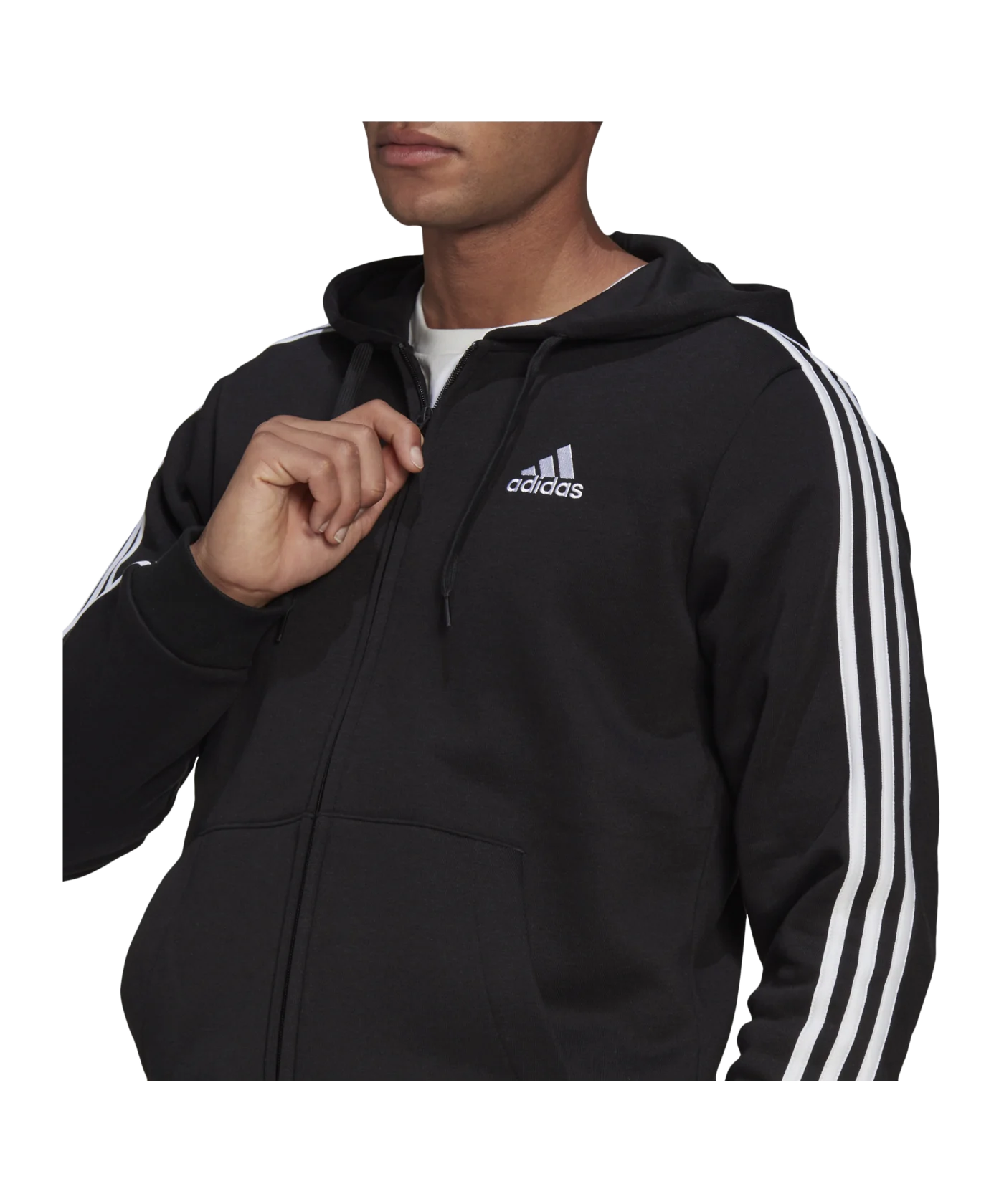 adidas Essentials Kapuzenjacke Schwarz Weiss