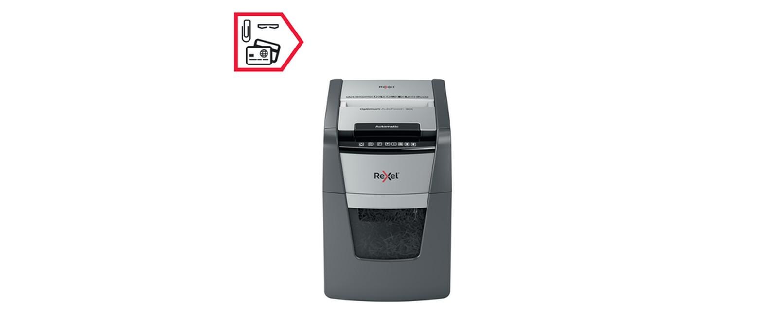 Aktenvernichter Optimum AutoFeed+ 90X P-4, 90 Seiten<br>Automatischer Schredder (auto) für sichere Vernichtung vertraulicher Unterlagen (bis zu 90 Blatt)