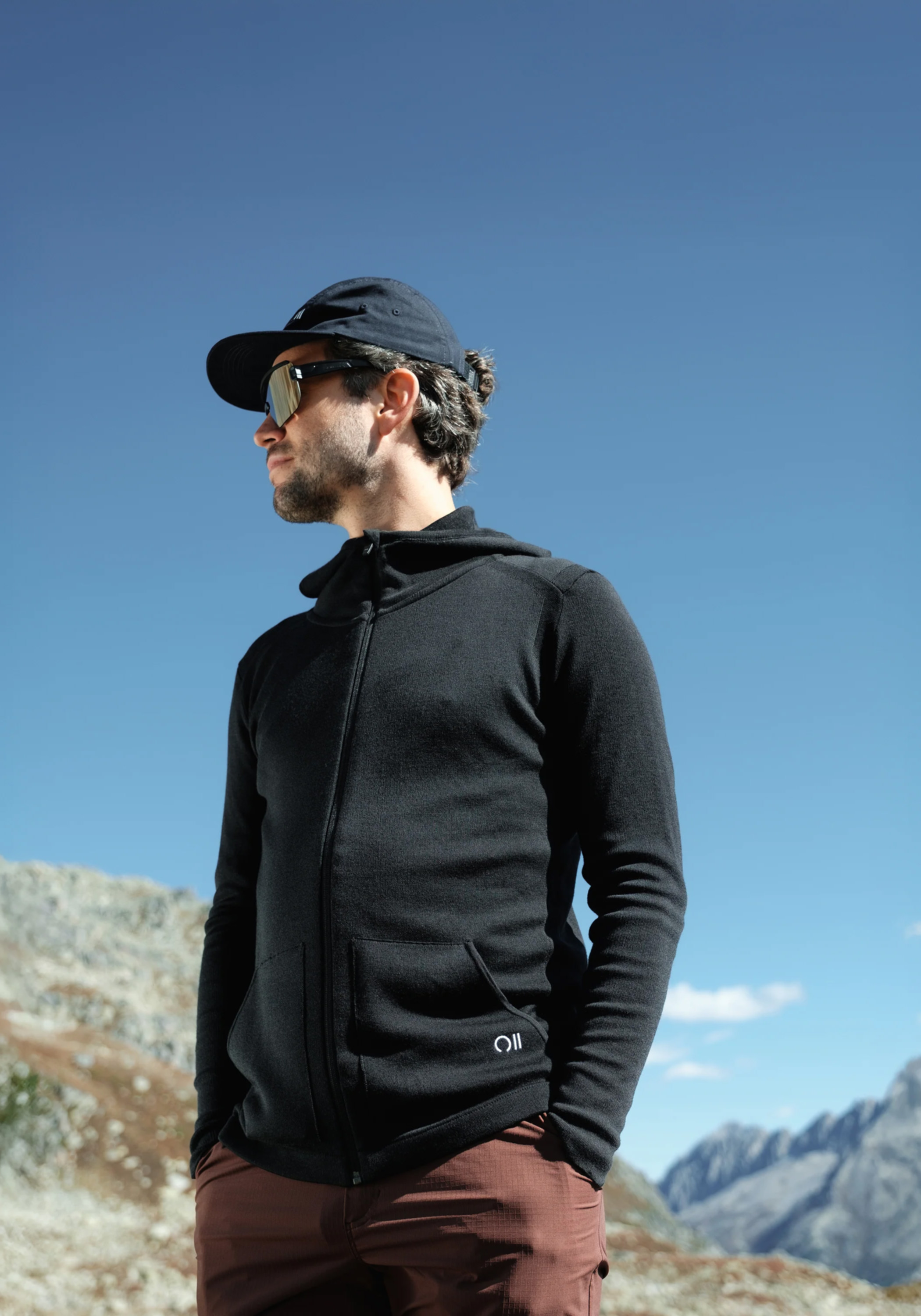 Rotauf Herren-Strickpullover Eco Merino T180 Zip Hood Black