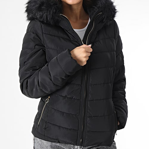 Doudoune Capuche Fourrure Femme New Ellan Noir
