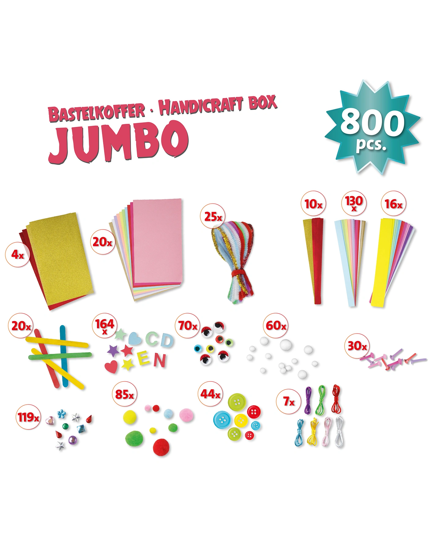 Bastelkoffer JUMBO PINK 800-teilig