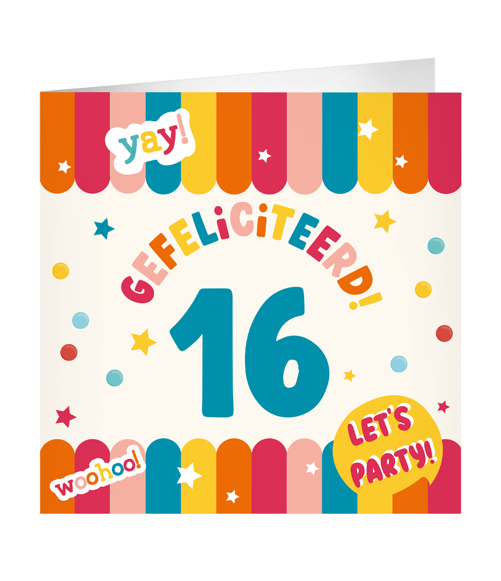 16 Jaar Wenskaart 23cm