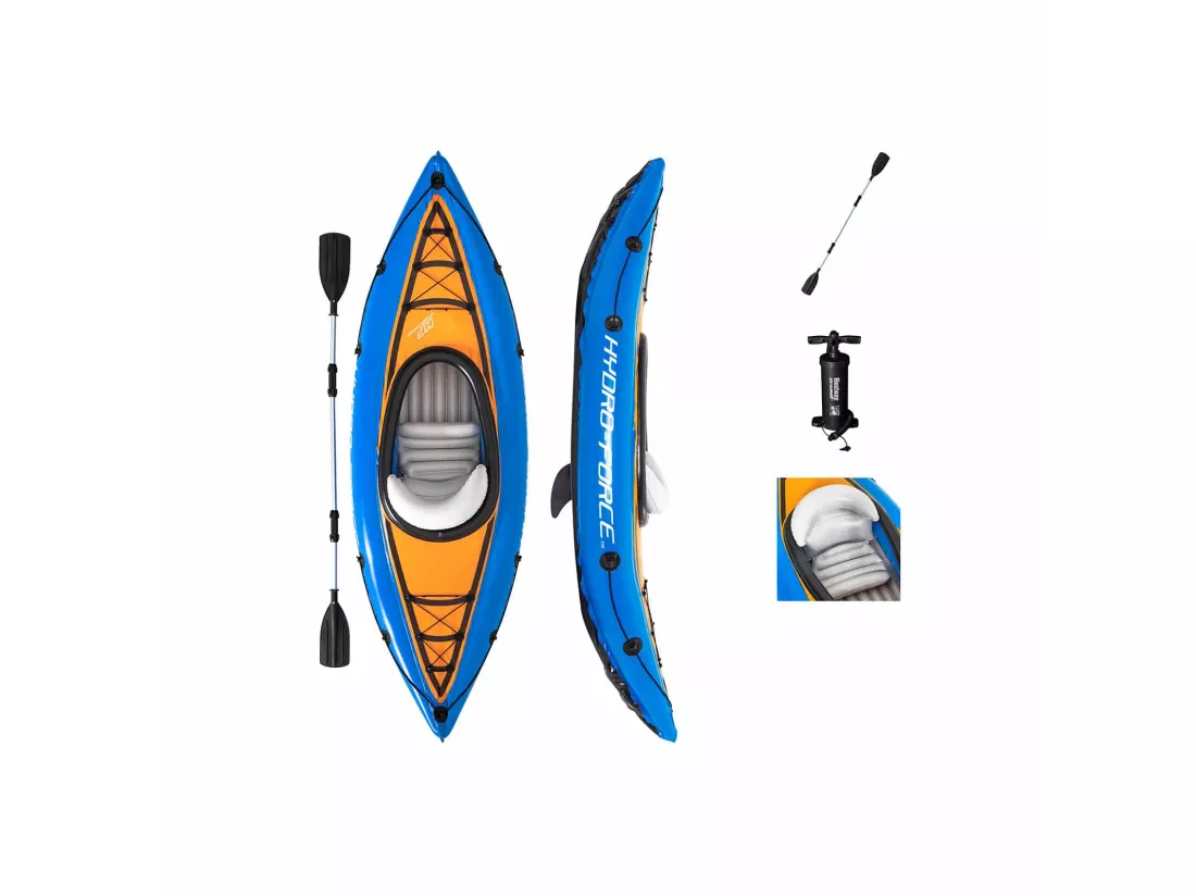 Kayak Gonflable Hydro Force Bestway Individual 275x81 cm avec Pagaie et Pompe de Gonflage