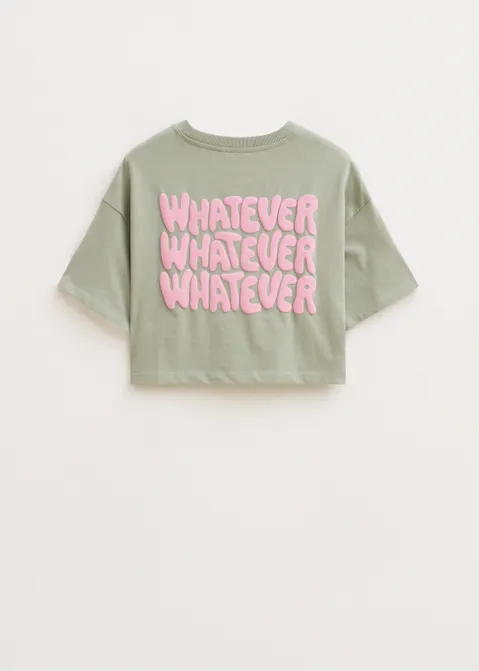 Cropped t-shirt met print groen (GRN.M)