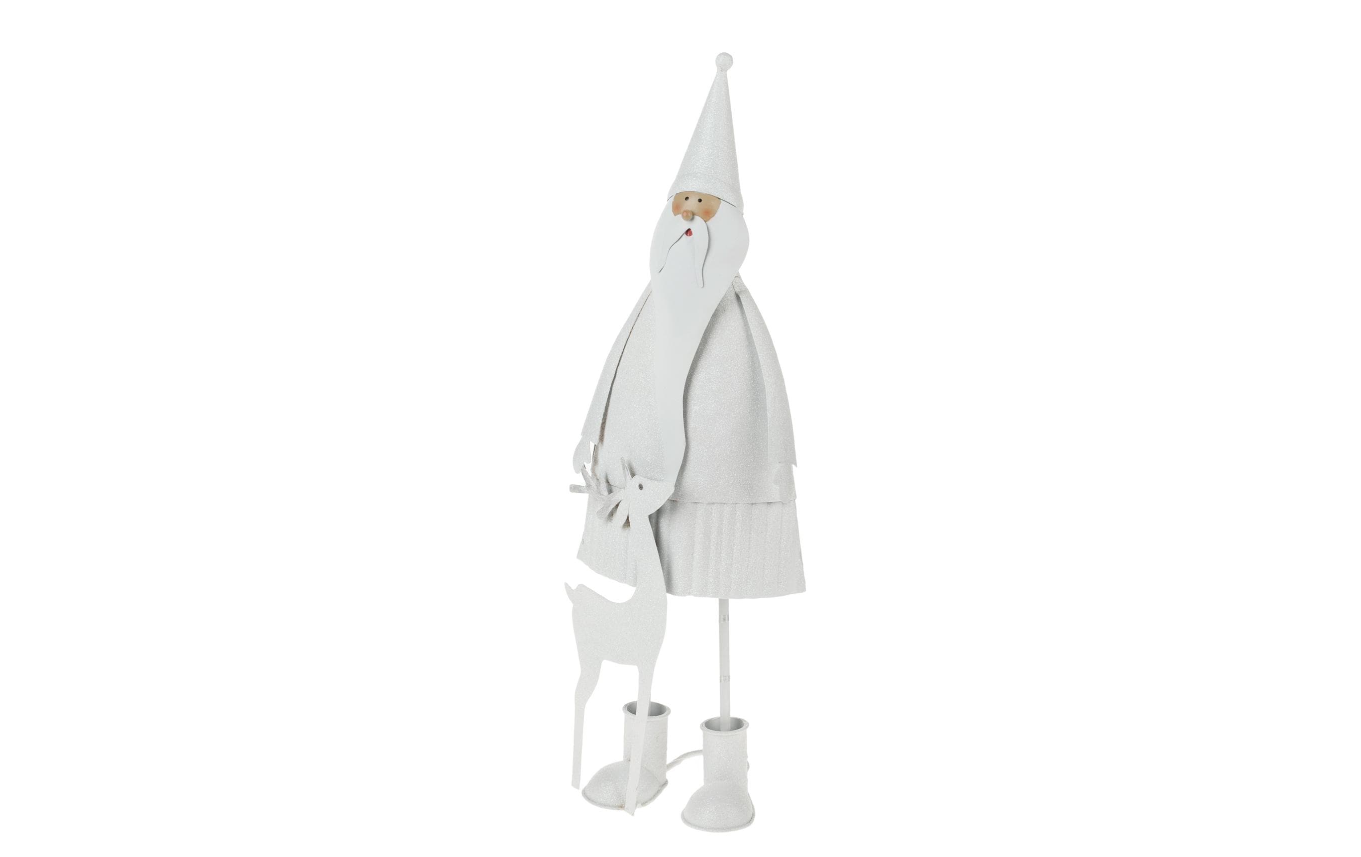 Aufsteller Santa mit Hirsch WeissDekofigur