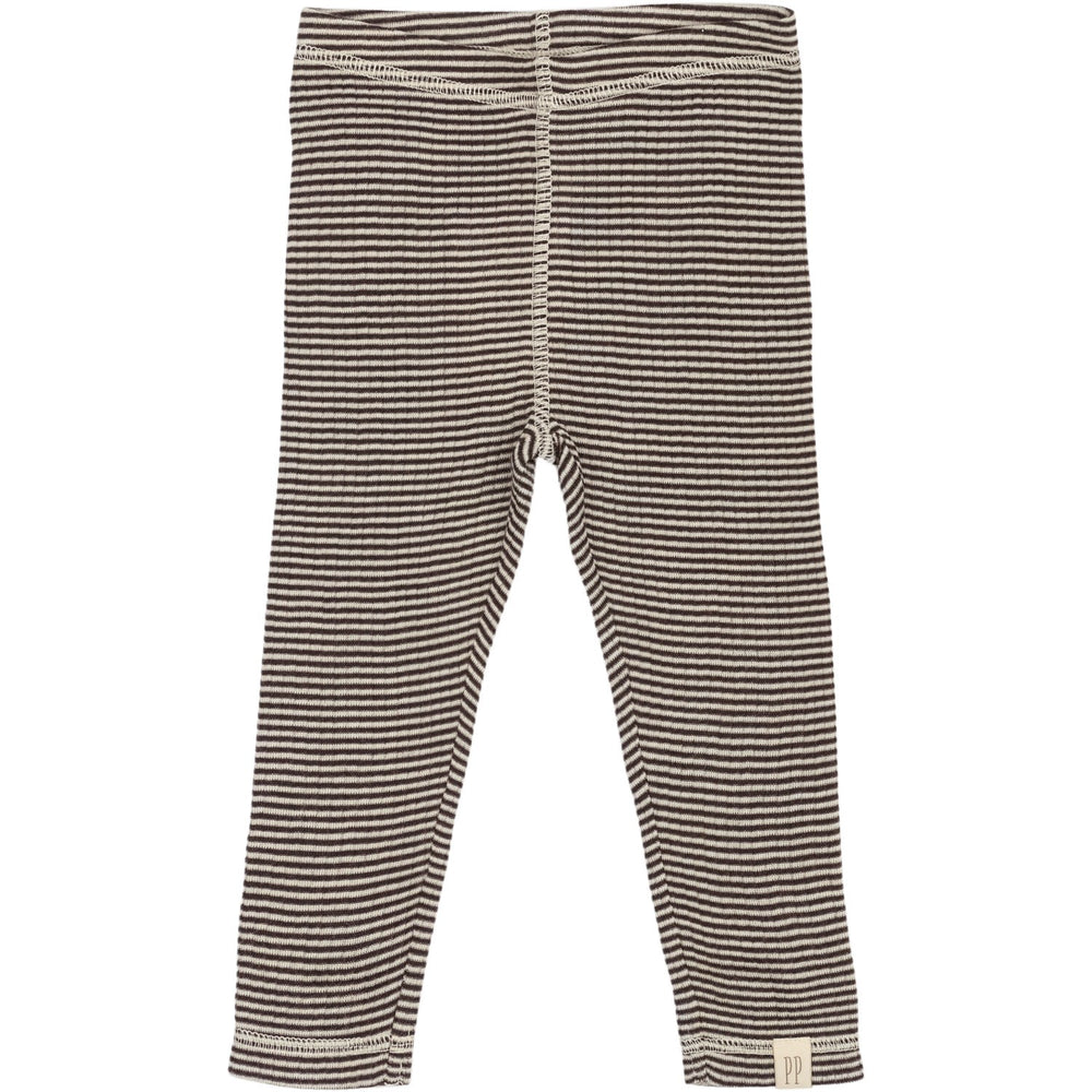 Køb Petit Piao Coffee Bean/Dark Off White PPDante Leggings Merino Uld Striped
