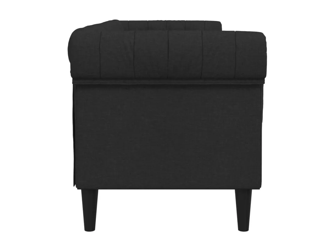 Canapé Chesterfield 3 places noir tissu