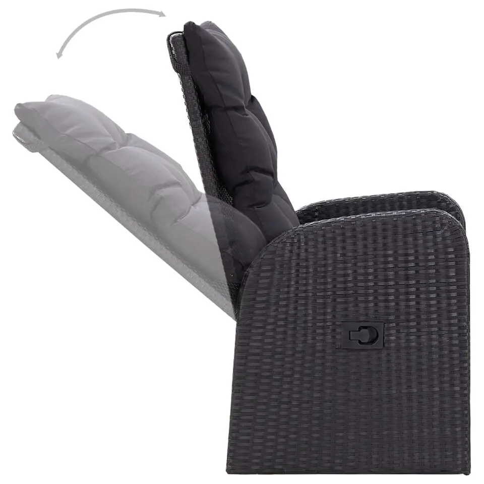 vidaXL - Zitstoel - Zwart - Poly rattan - 2 stuks