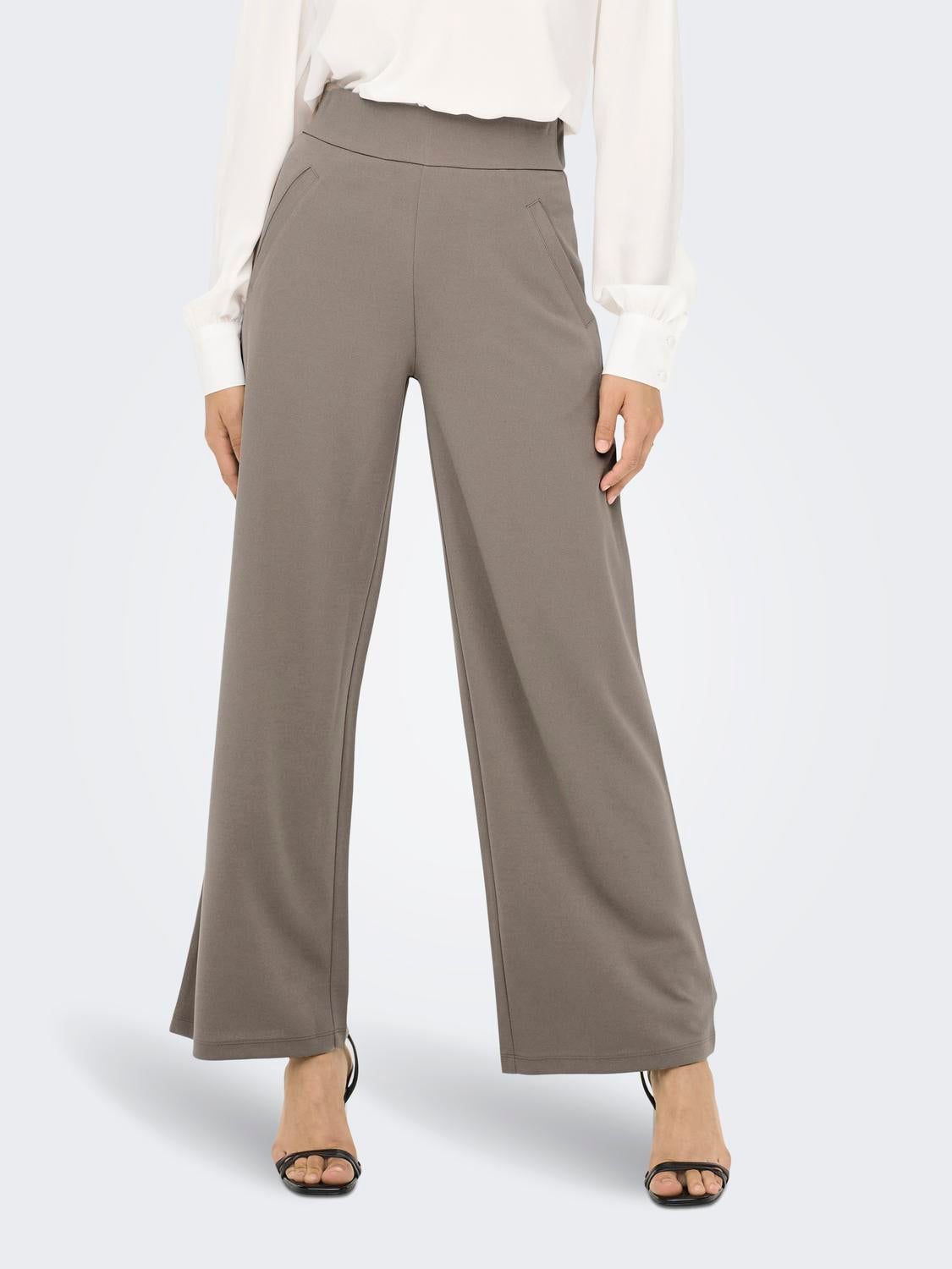 JDYLOUISVILLE Hohe Taille Weiter Beinschnitt Hose mit weitem Beinschnitt Driftwood