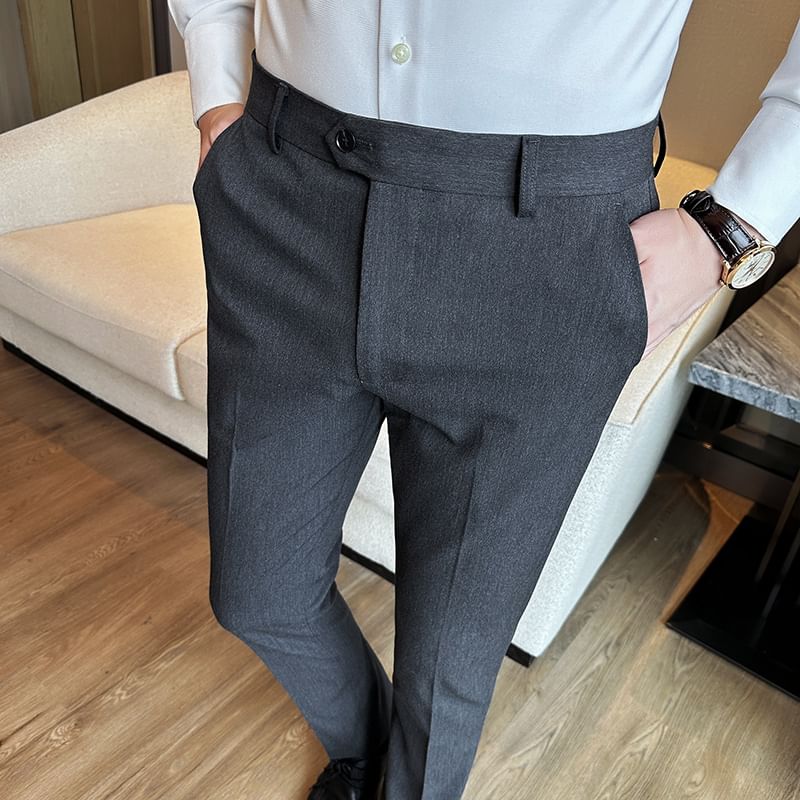 Blueforce - Mid Rise Plain Tapered Dress Pants