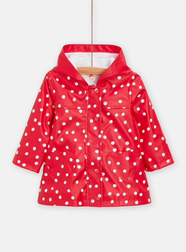 Imperméable rouge à pois pour bébé fille