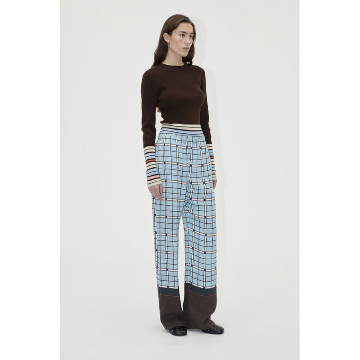 Stine Goya Elasticated Long Pants, 2263 Dry Viscose Window check