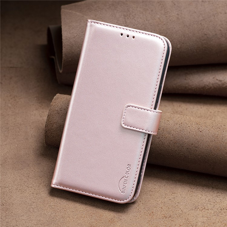 Samsung Galaxy A26 / A17 Leder Tasche Flip Cover mit Kartenfächer - Roségold