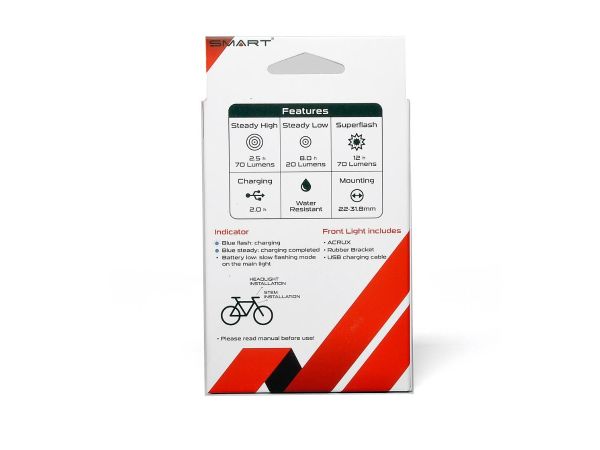 Smart Superflash Genopladelig Forlygte, 70 Lumen
