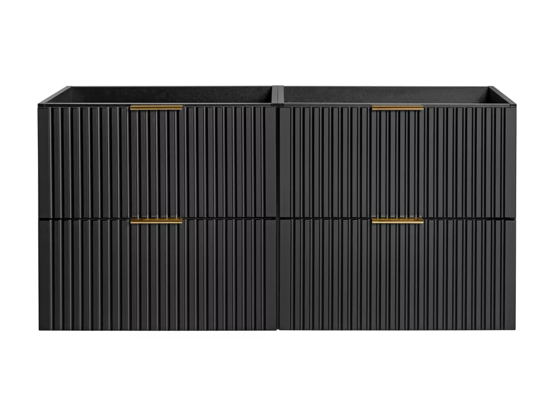 Meuble sous vasque suspendu strié - Noir - L120 cm - ZEVARA