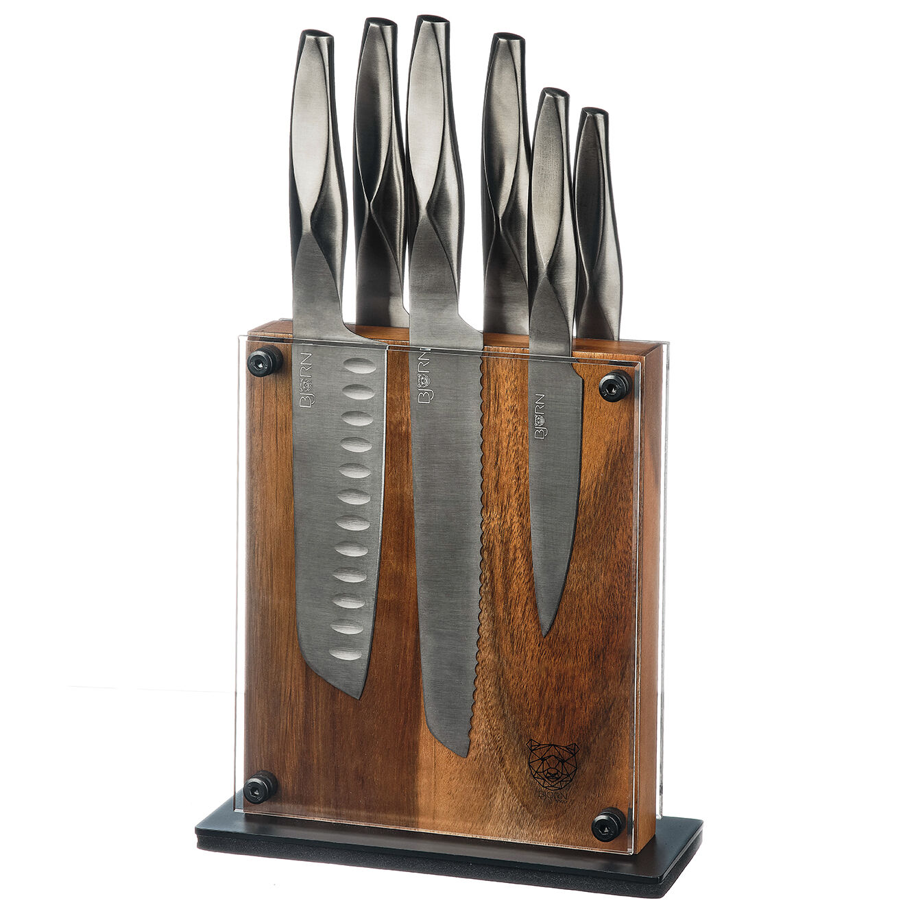 Bjorn Bloc avec couteaux de cuisine Larus Rauma gris métal - 7 pièces