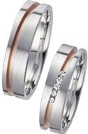 Trouwringen rood en wit goud met Diamanten breedte 5,5 mm
