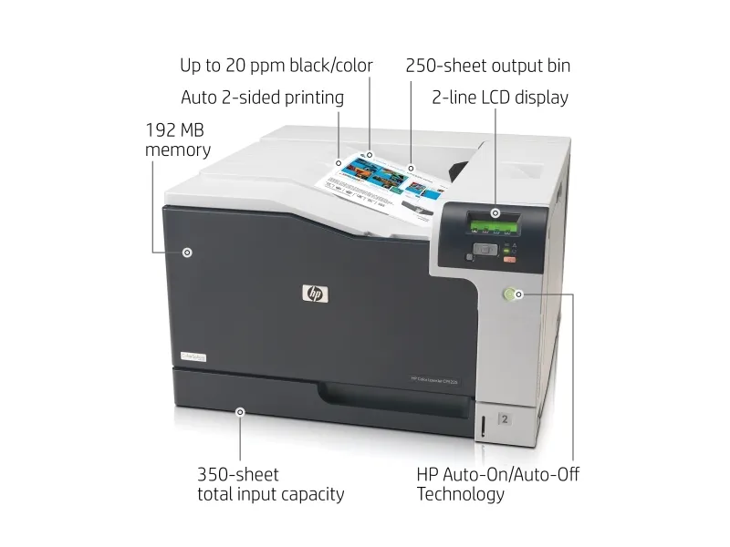HP Color LaserJet Professional CP5225dn - Printer - farve - Duplex - laser - A3 - 600 dpi - op til 20 spm (mono) / op til 20 spm (farve) - kapacitet: 350 ark - USB, LAN