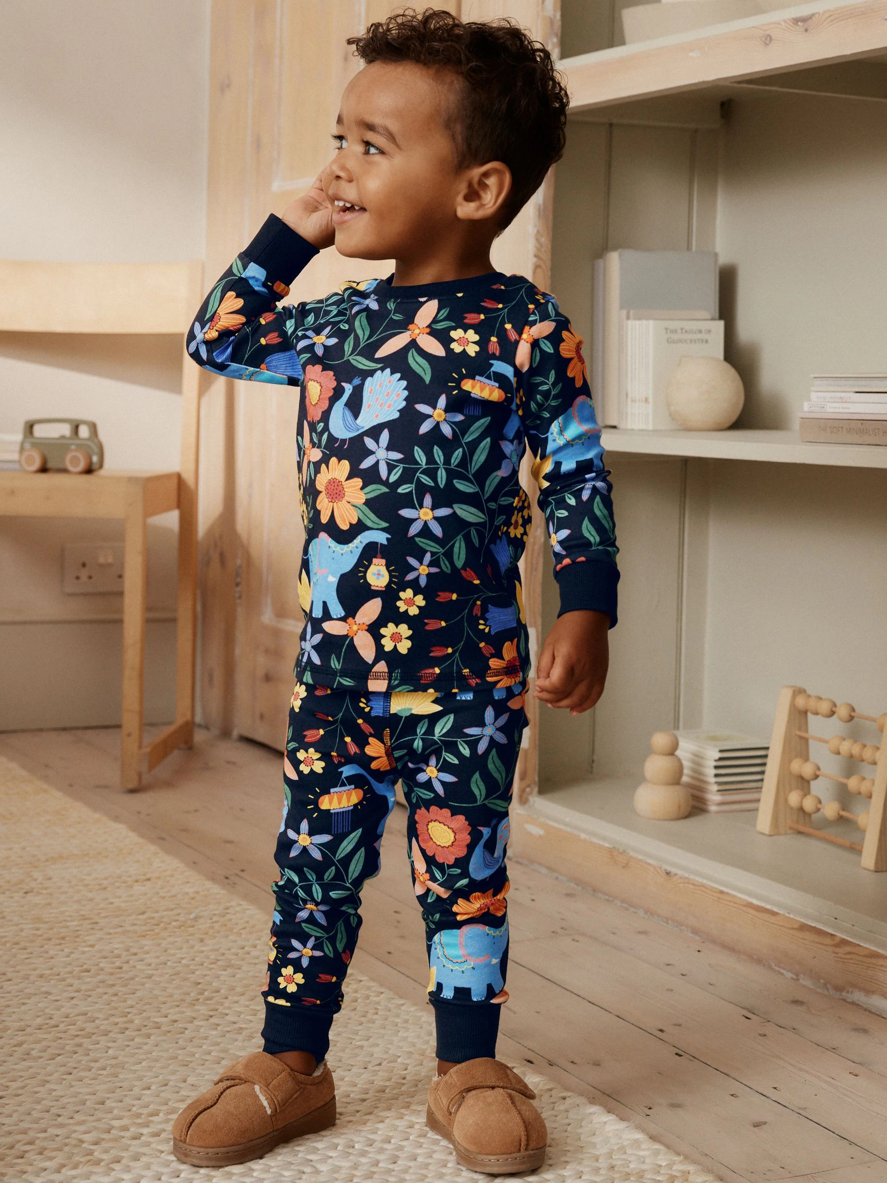 Black/Blue/Yellow Diwali - Enkele pyjama (9 mnd -10 jr)