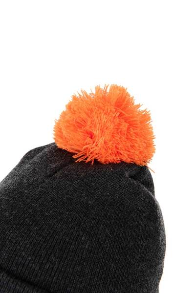 Bonnet à Pompon Noir/Orange Fox Collection