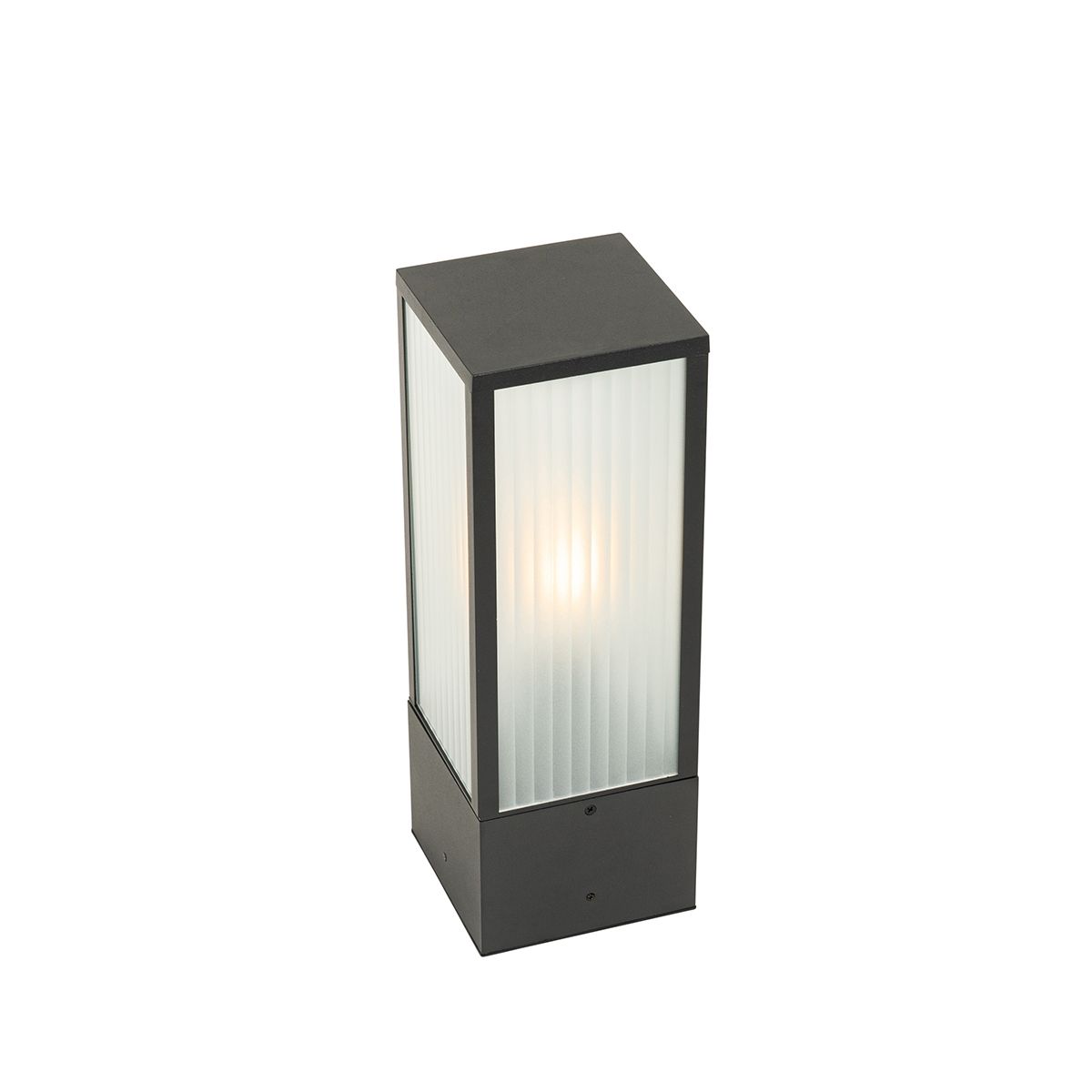 Smart staande buitenlamp zwart met ribbel glas 40 cm incl. Wifi A60 - Charlois