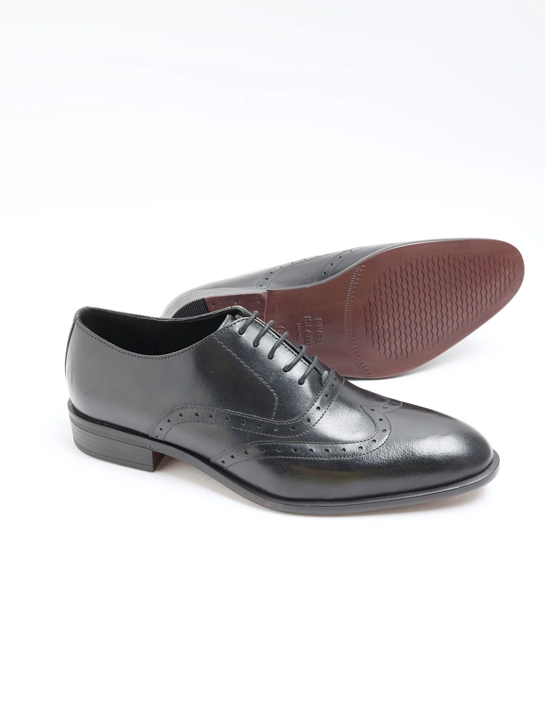 Zwart - River Island - Leren Oxford brogues