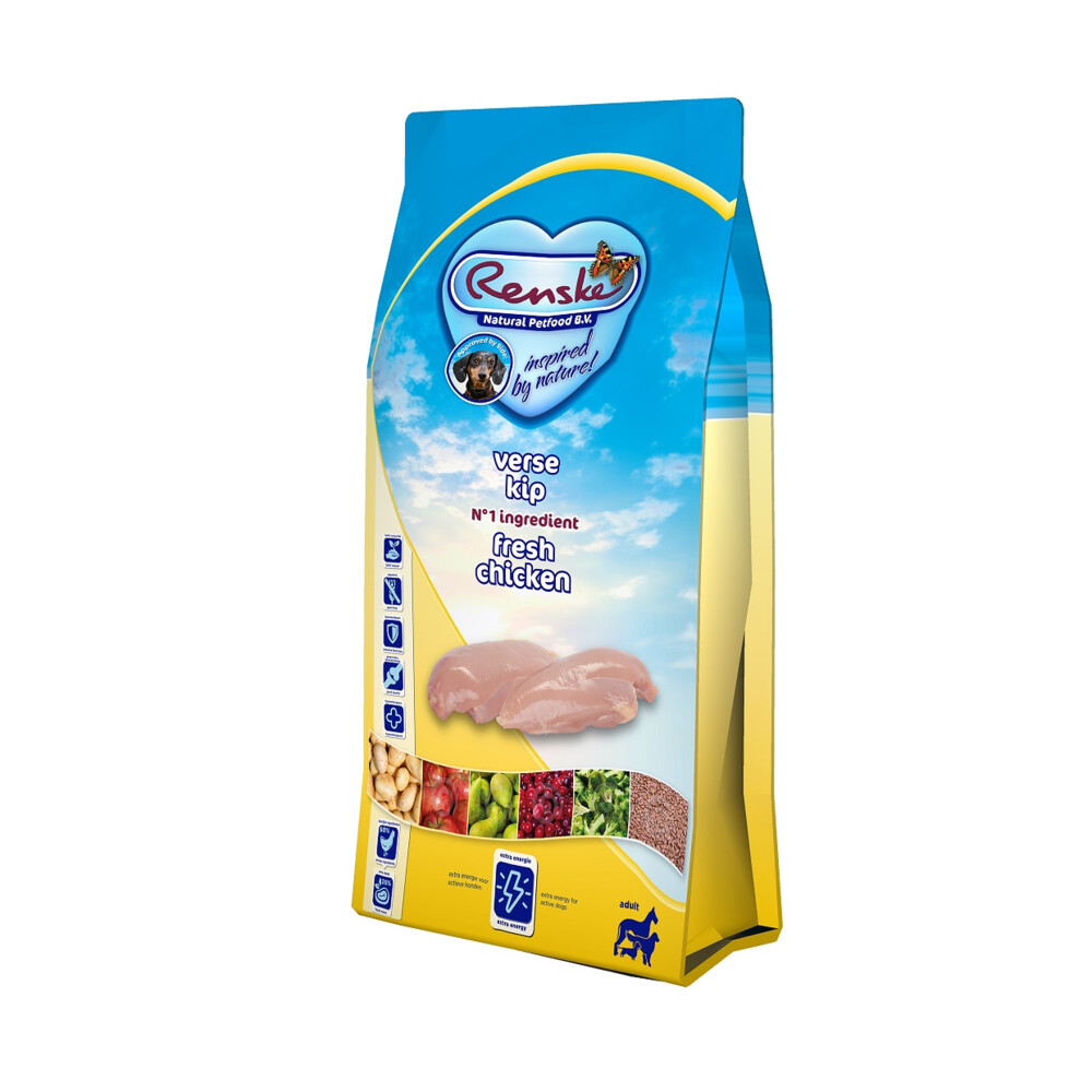 8x Renske Super Premium Hondenvoer Adult Graanvrij Verse Kip600 gr