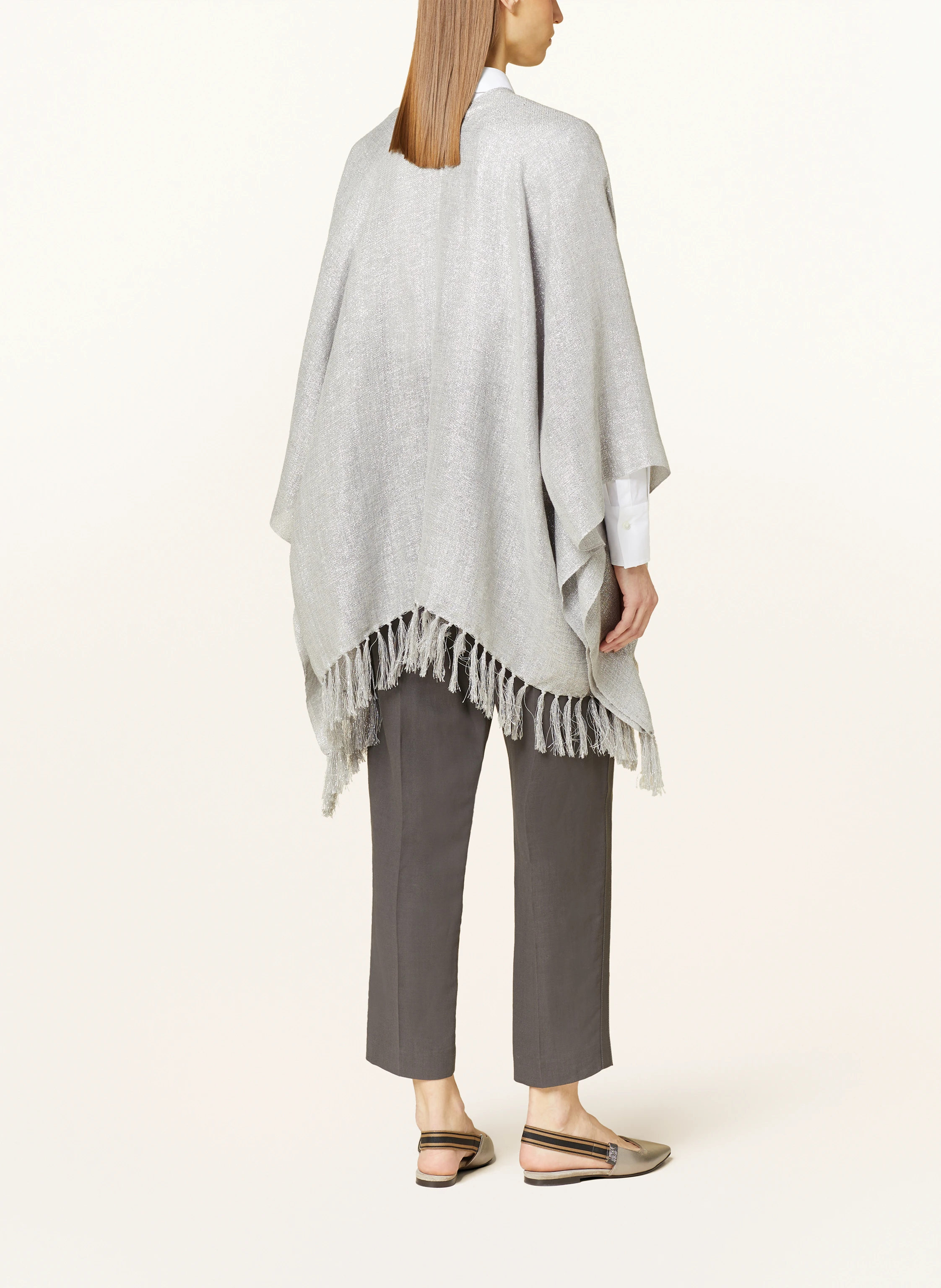 BRUNELLO CUCINELLI Cape APERTO mit Glitzergarn