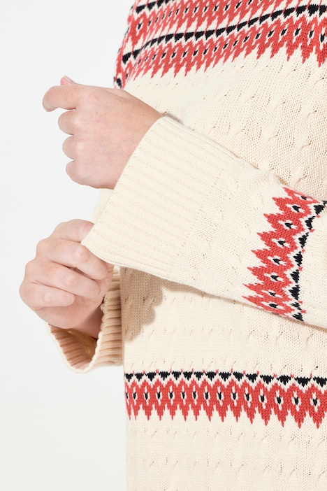 Pullover, Fair Isle, Rundhals, Langarm, Biobaumwolle