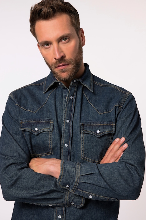 JP 1880 Jeanshemd, Langarm, Vintage-Look, Kentkragen, Modern Fit, bis 8 XL