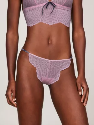 Calcinha fio dental Essential Lace com logo e alça