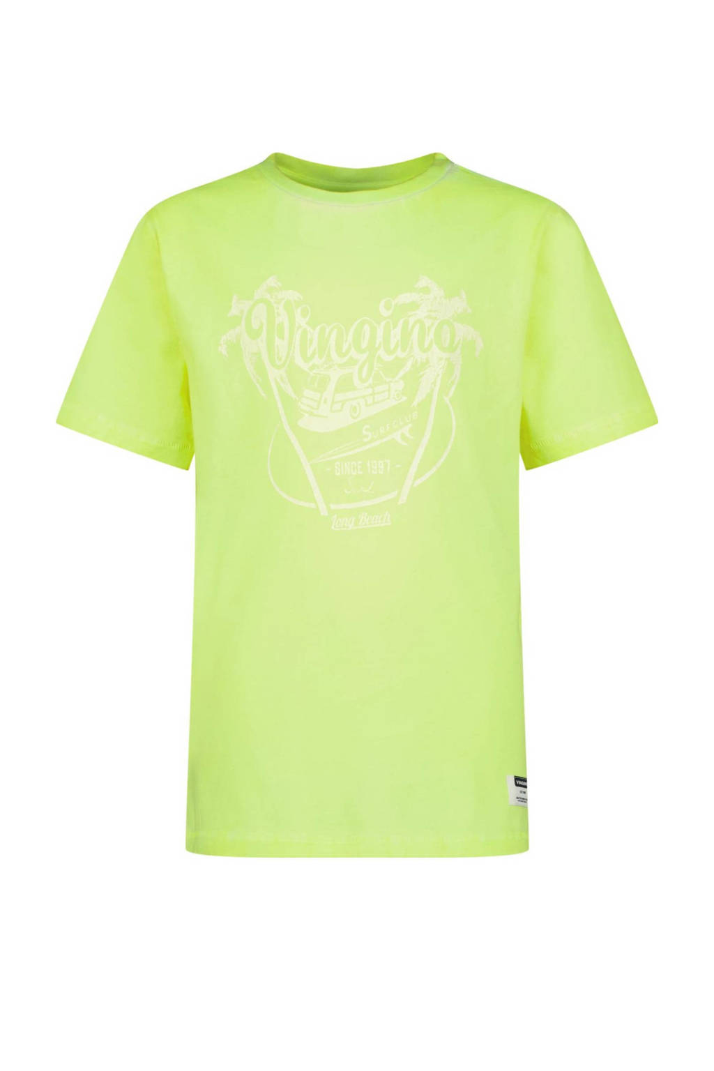 Vingino T-shirt Hois met printopdruk neongeel