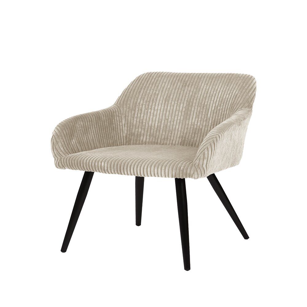 Fauteuil Celia bois et polyester côtelé beige