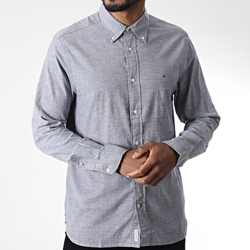 Chemise Manches Longues Core 1985 Flex Oxford 5037 Bleu Marine Chiné