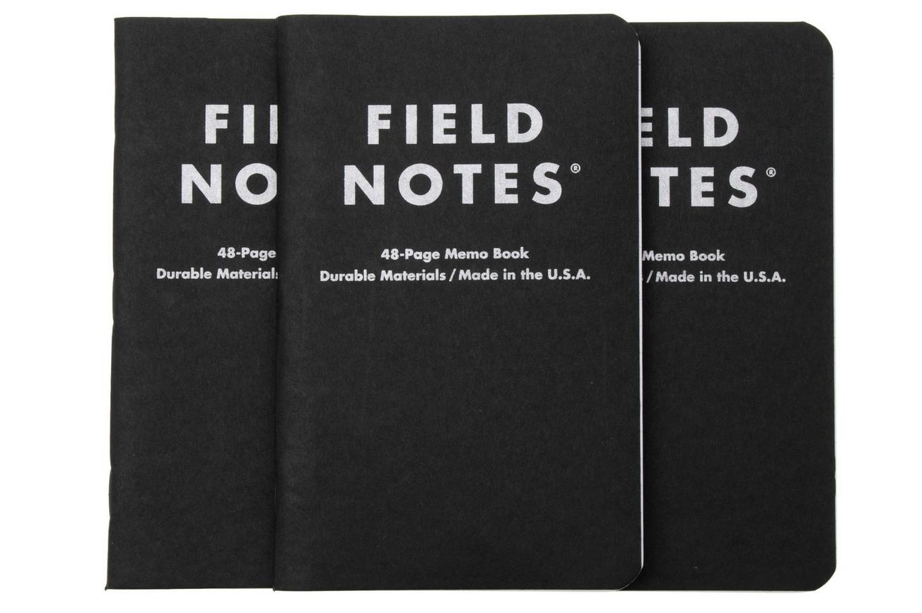 Field Notes Pitch Black Memo Book FN-34 Ruled 3-Pack, notitieboekjes
