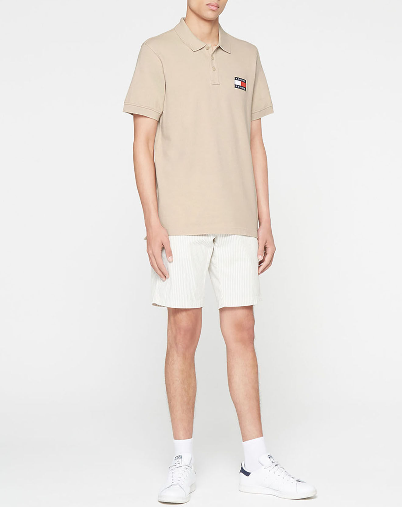 Tommy Jeans Polo 100% Coton Bio regular fit badge beige