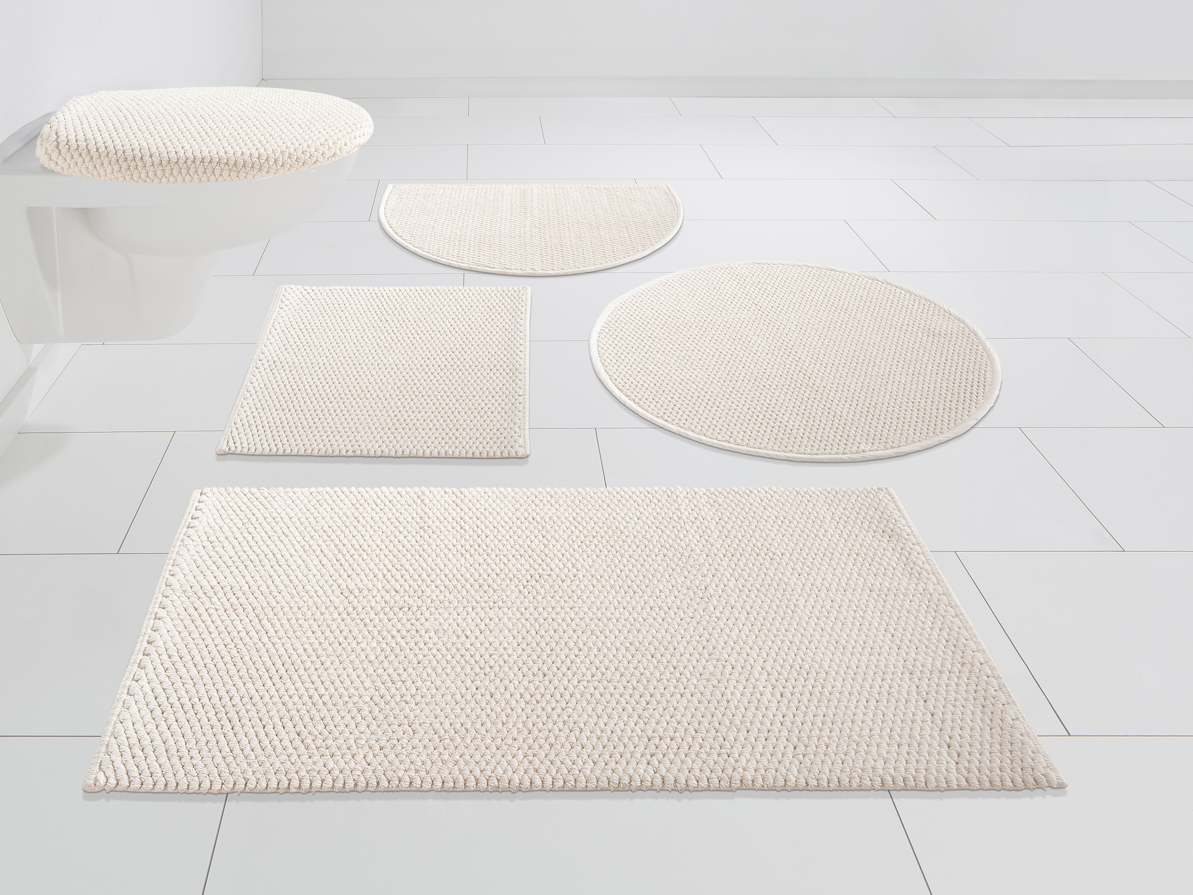 my home Badematte »Dalia, Badvorleger, Badezimmer Teppich« Höhe 4 mm fussbodenheizungsgeeignet | strapazierfähig Baumwolle, Badteppich, Badematten auch als 2-teiliges Set erhältlich