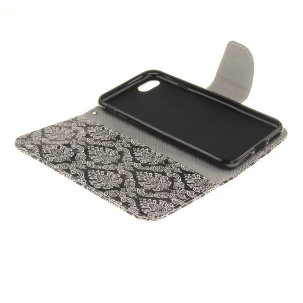 iPhone SE (2022/2020) / 8 / 7 Leder Tasche Wallet - Damask Flowers