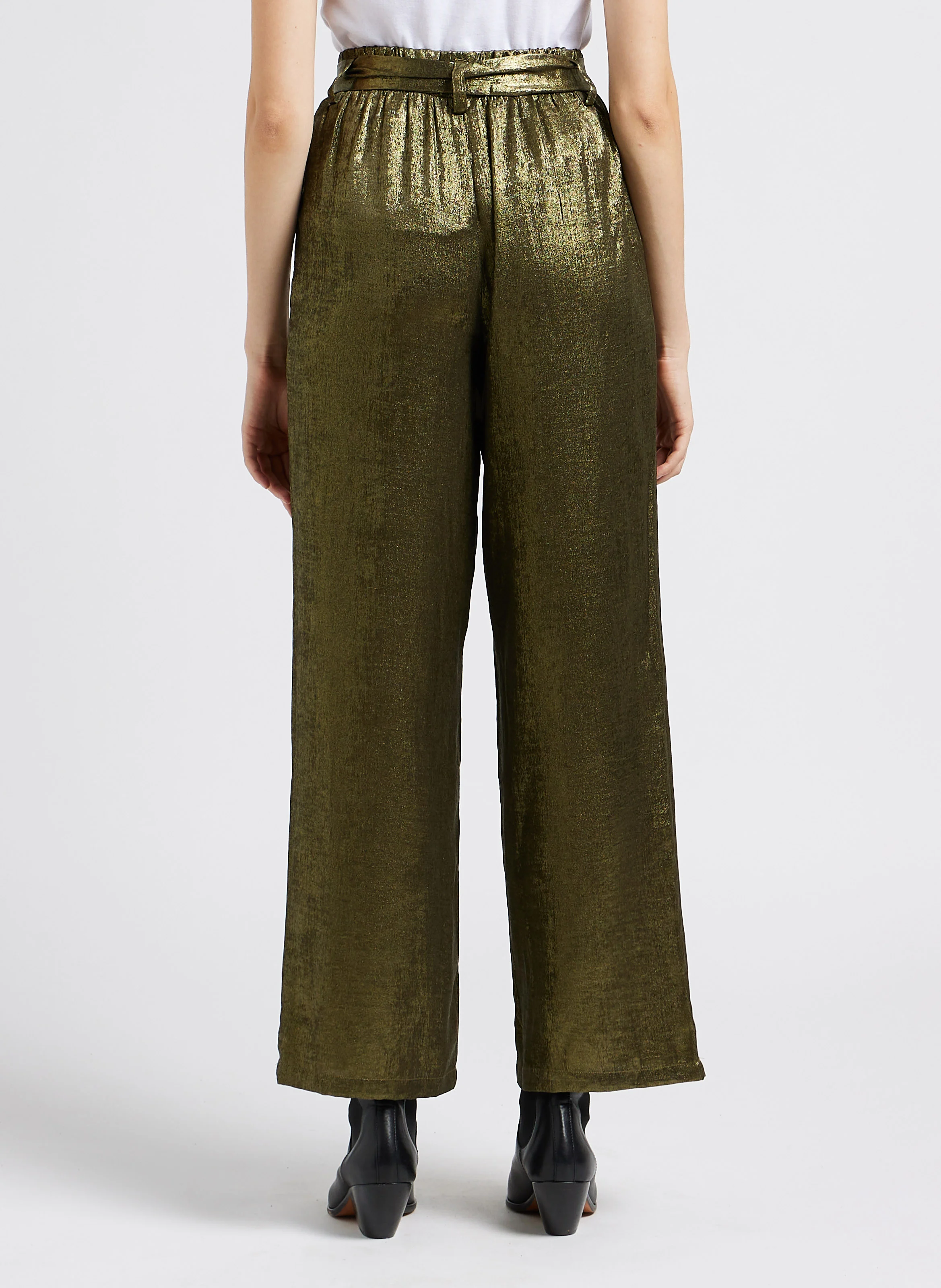 METALLA - Pantalon large satiné| Kaki